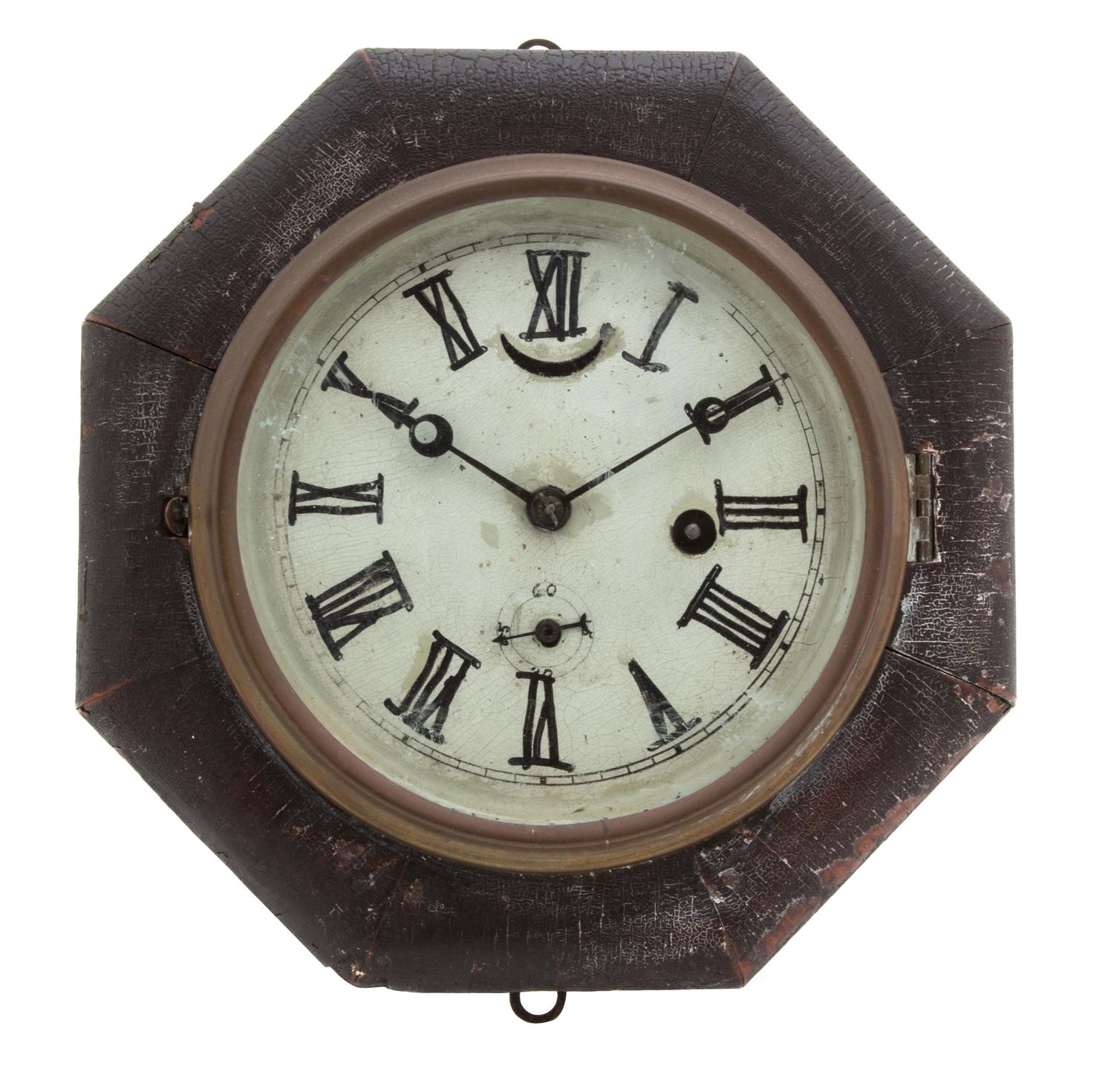 A Continental Tole Wall Clock Diameter 9 inches. — 19TH CENTURY