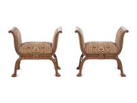 A Pair of Schumacher Curule-Form Benches