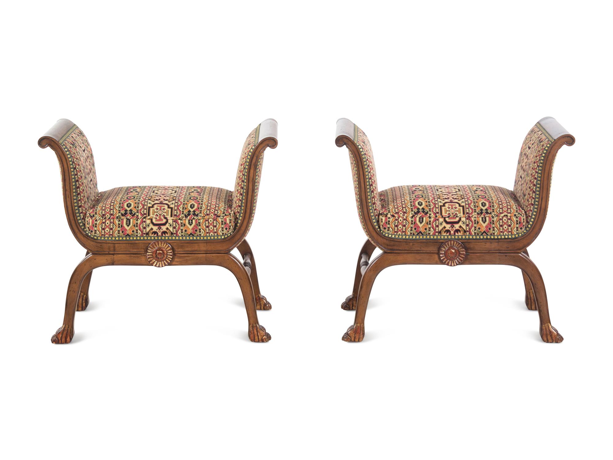 A Pair of Schumacher Curule-Form Benches