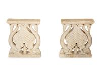 A Pair of Neoclassical Style Carved Marble Bench or Table Supports