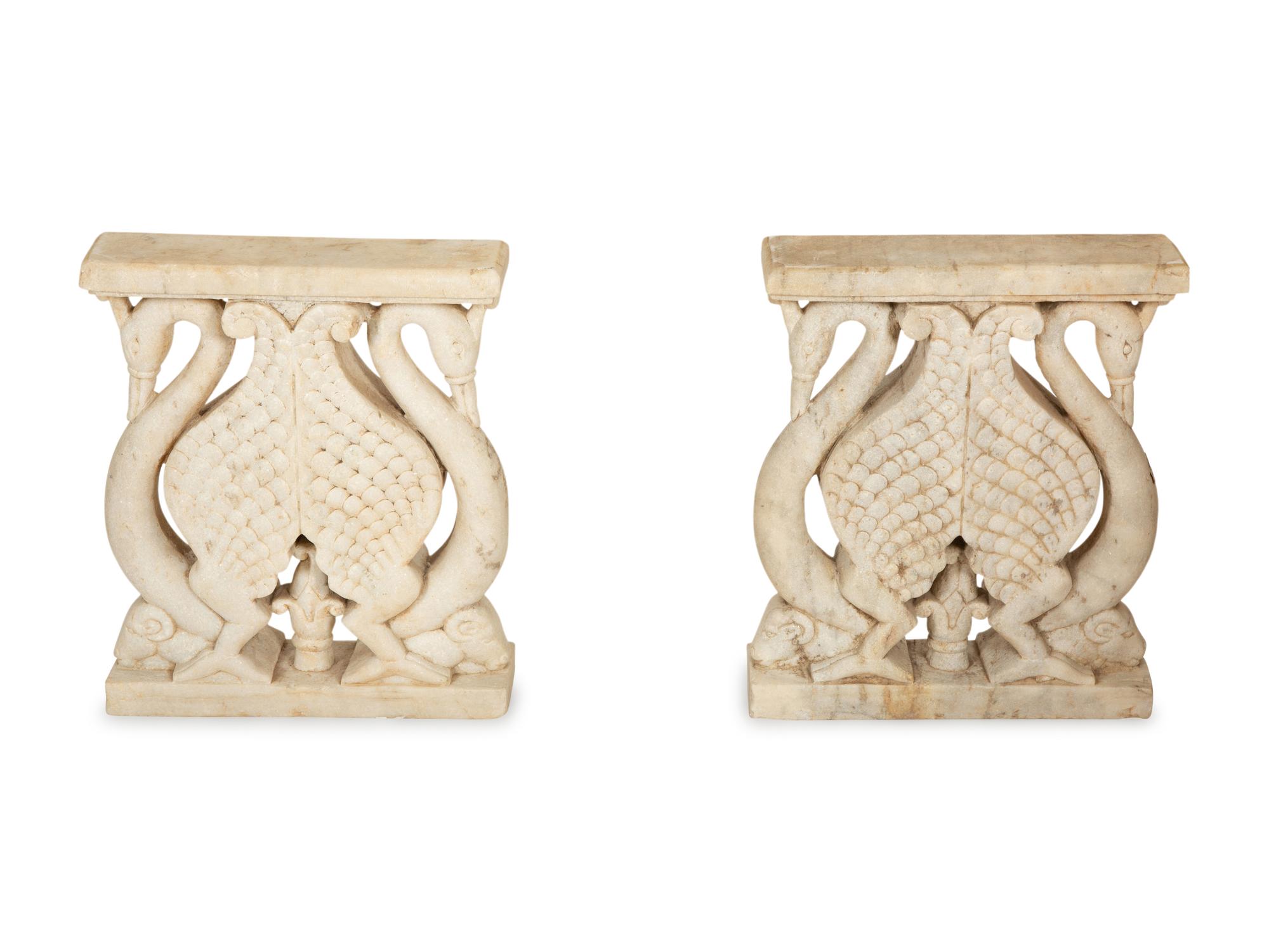 A Pair of Neoclassical Style Carved Marble Bench or Table Supports