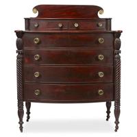 Federal carved mahogany bowfront chest of drawers New England, circa 1820