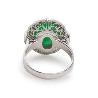 JADE, DIAMOND, AND PLATINUM RING