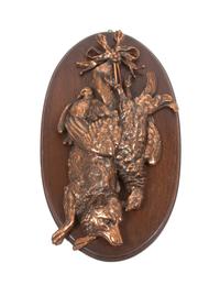 A Pair of Copper or Brass Game Mounts Height overall 31 x width 16 inches.