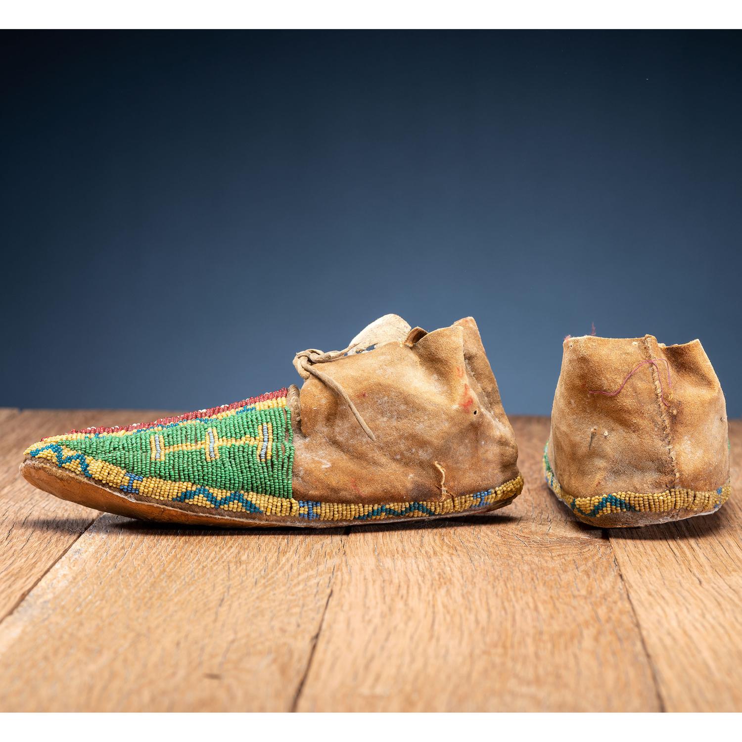 Northern Plains Beaded Hide Moccasins