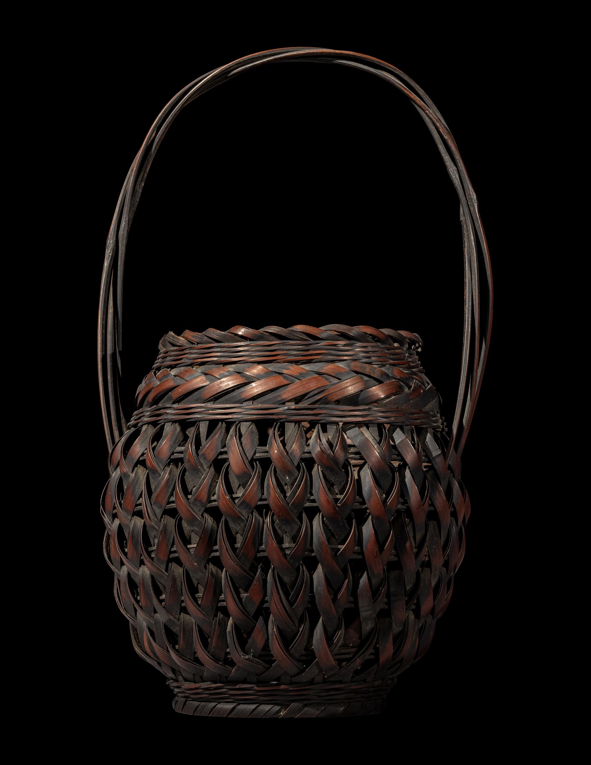 A Japanese Ikebana Bamboo Basket