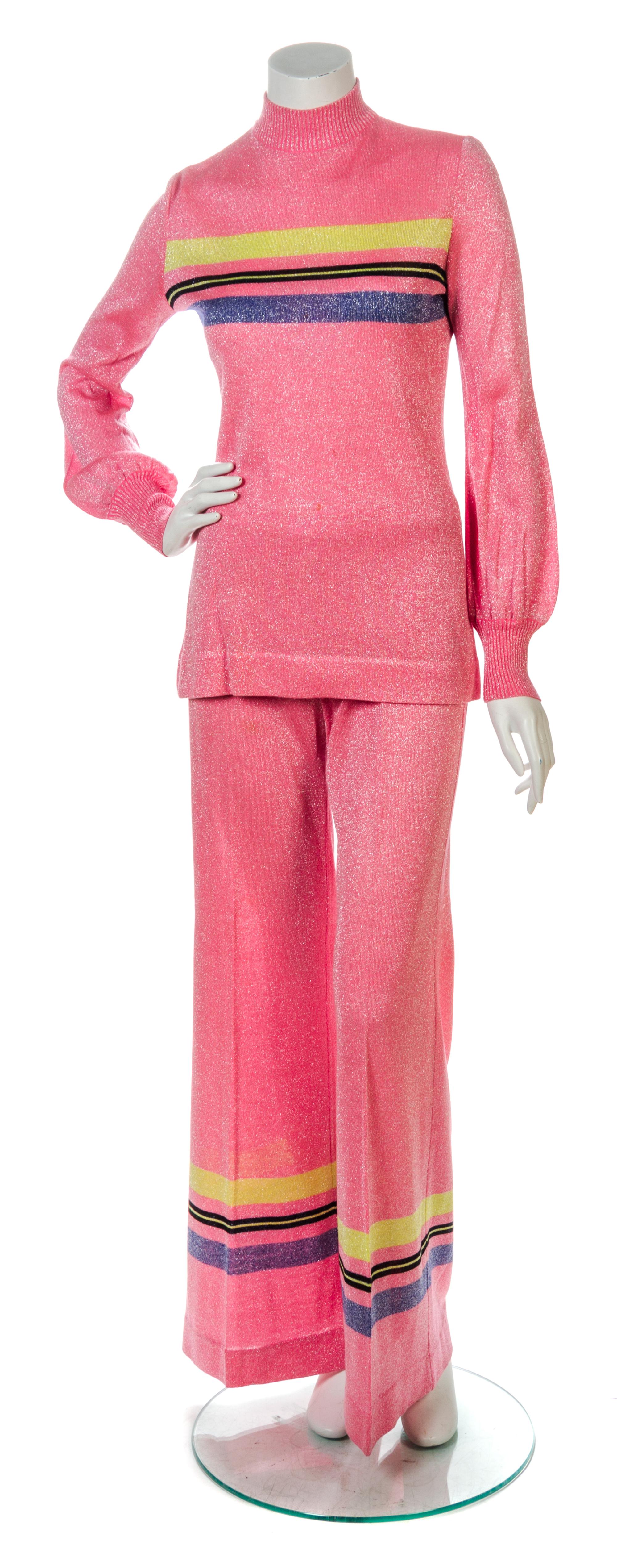 An Emilio Pucci Pink and Silver Lurex Pant Ensemble, Pants size 8.