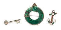 A Collection of Silver, Agate, Malachite and Hardstone Brooches, Scottish,