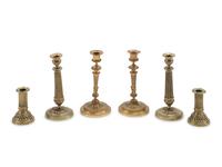 Three Pairs of French Gilt Bronze Candlesticks