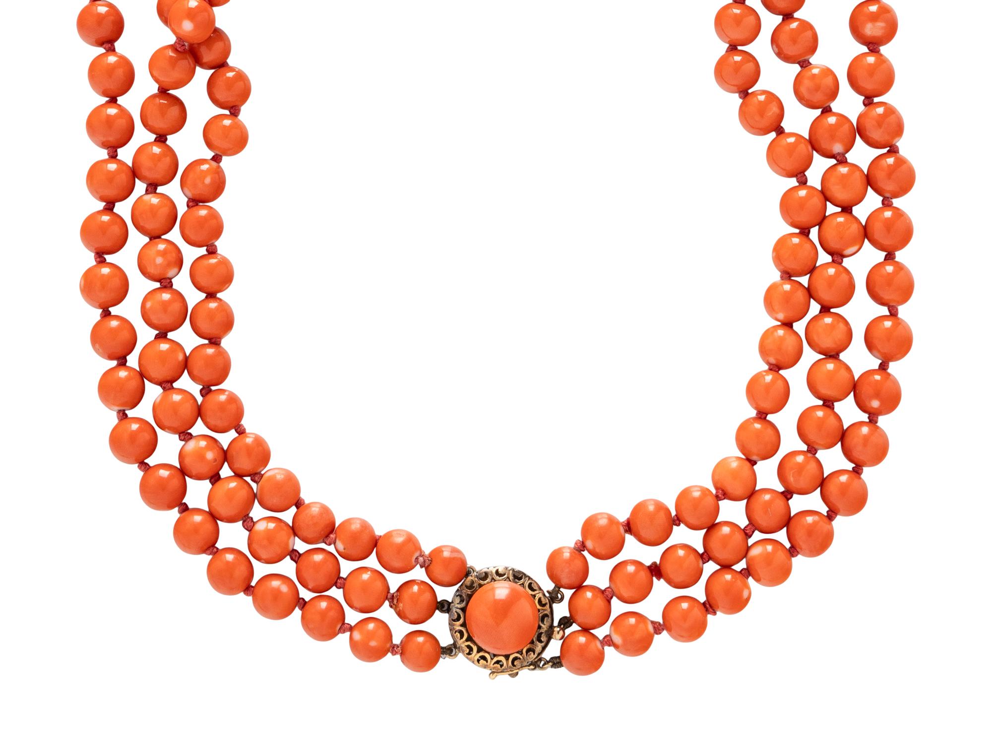 CORAL BEADED NECKLACE