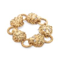 YELLOW GOLD AND DIAMOND LION BRACELET