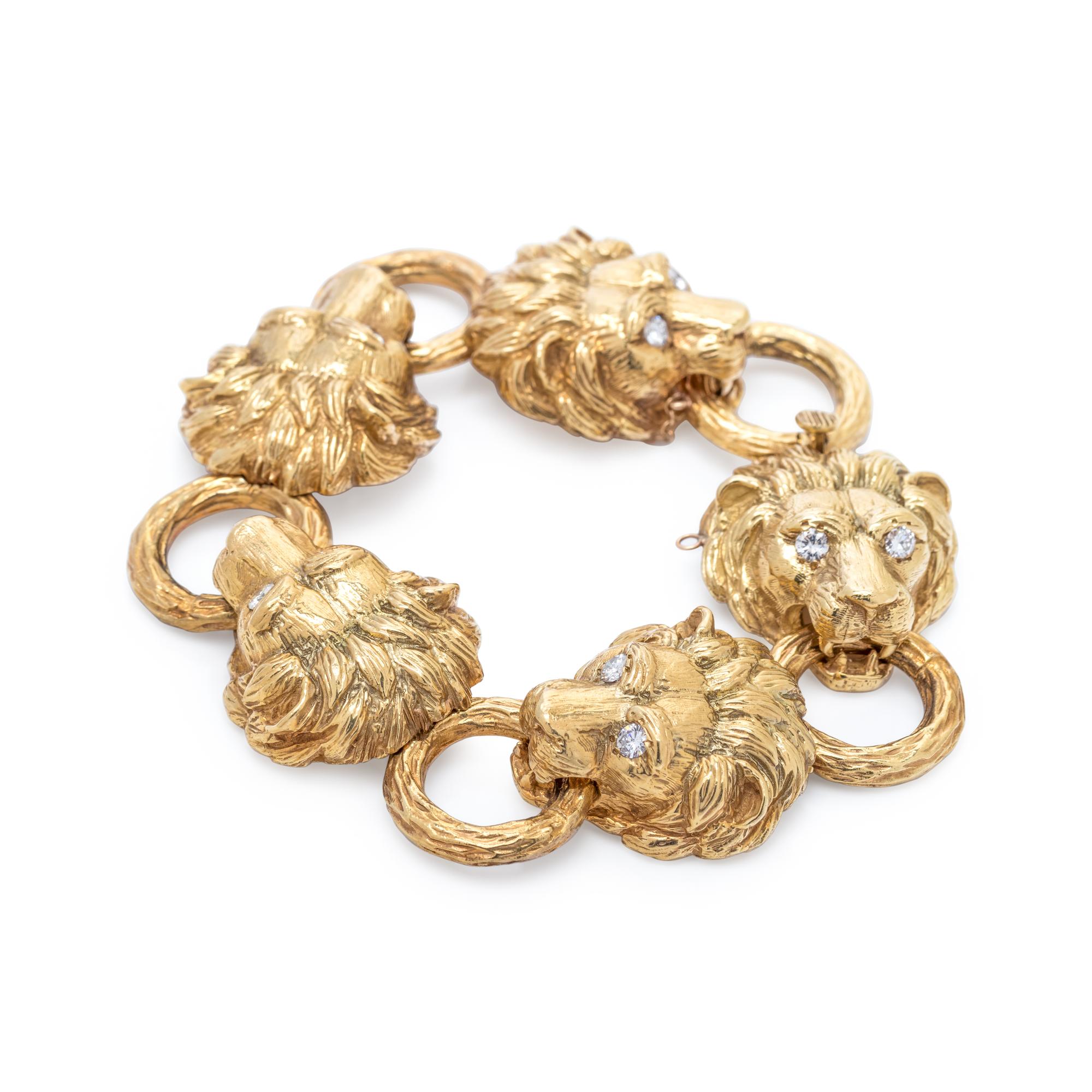 YELLOW GOLD AND DIAMOND LION BRACELET