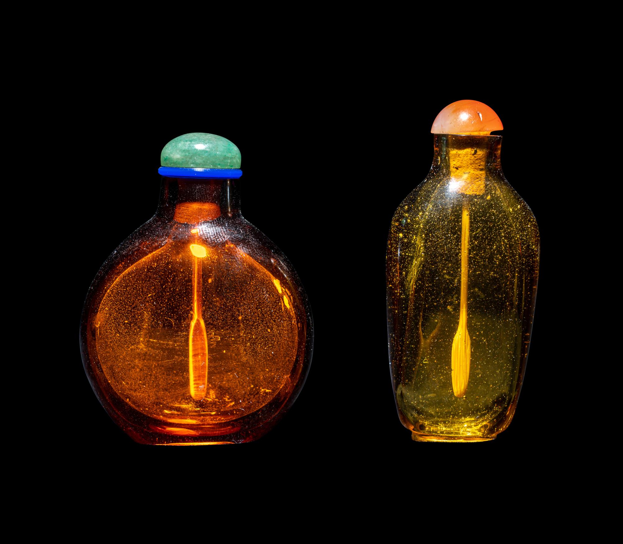 Two Chinese Transparent Glass Snuff Bottles