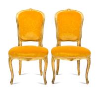 A Pair of Louis XV Style Giltwood Side Chairs