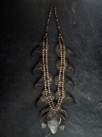 Large Statement Morenci Turquoise, Coral, Squash Blossom Necklace