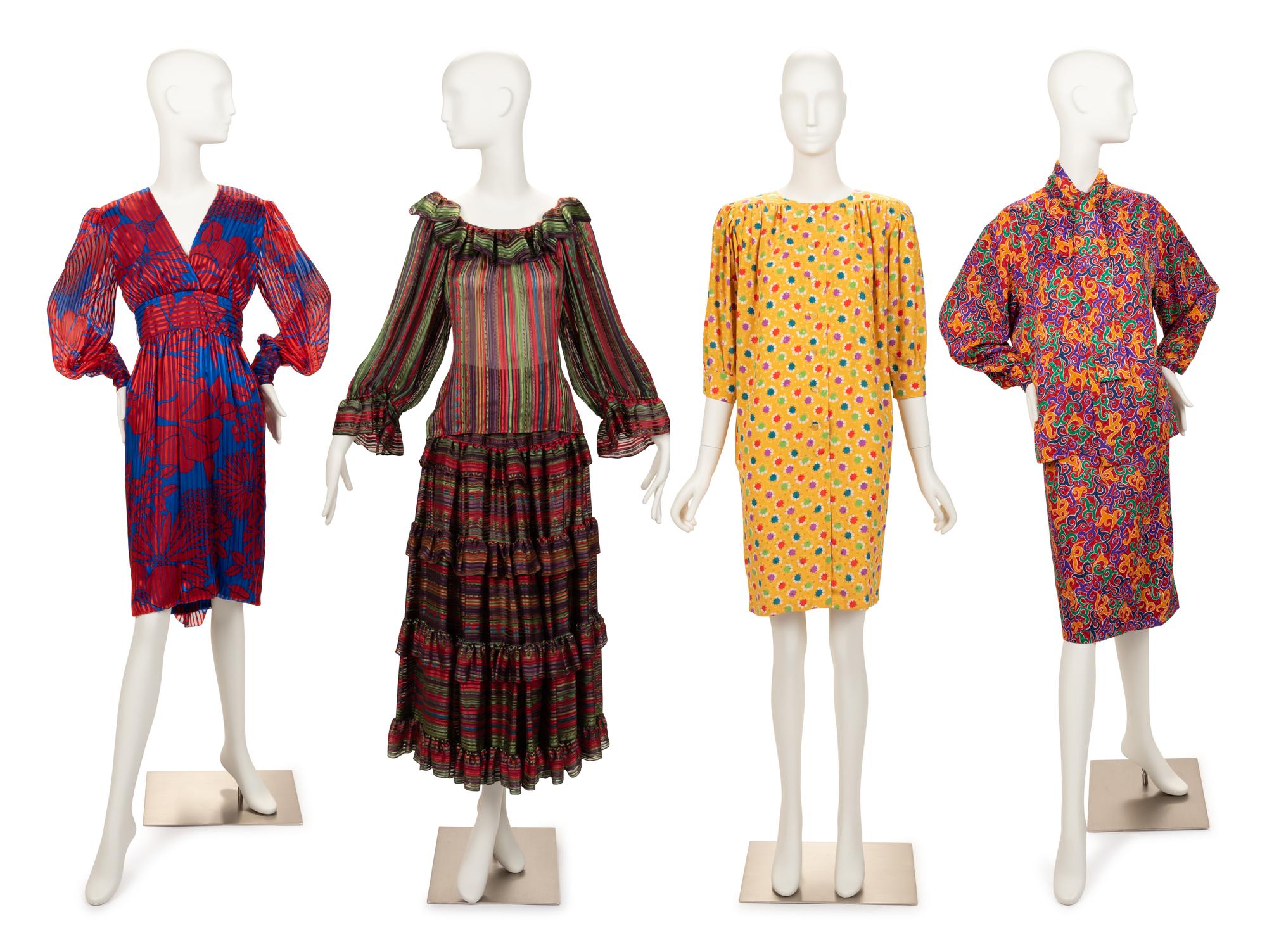 Four Designer Dresses & Ensembles: Yves Saint Laurent, Oscar de la Renta, Adele Simpson, Ungaro, 1980-90s