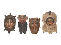 Four Mexican Copper Festival Masks