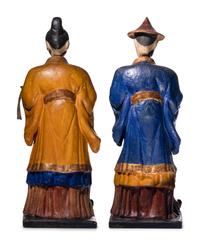 A Pair of North Italian Polychrome Painted Papier-Mâché Nodding Head Figures
