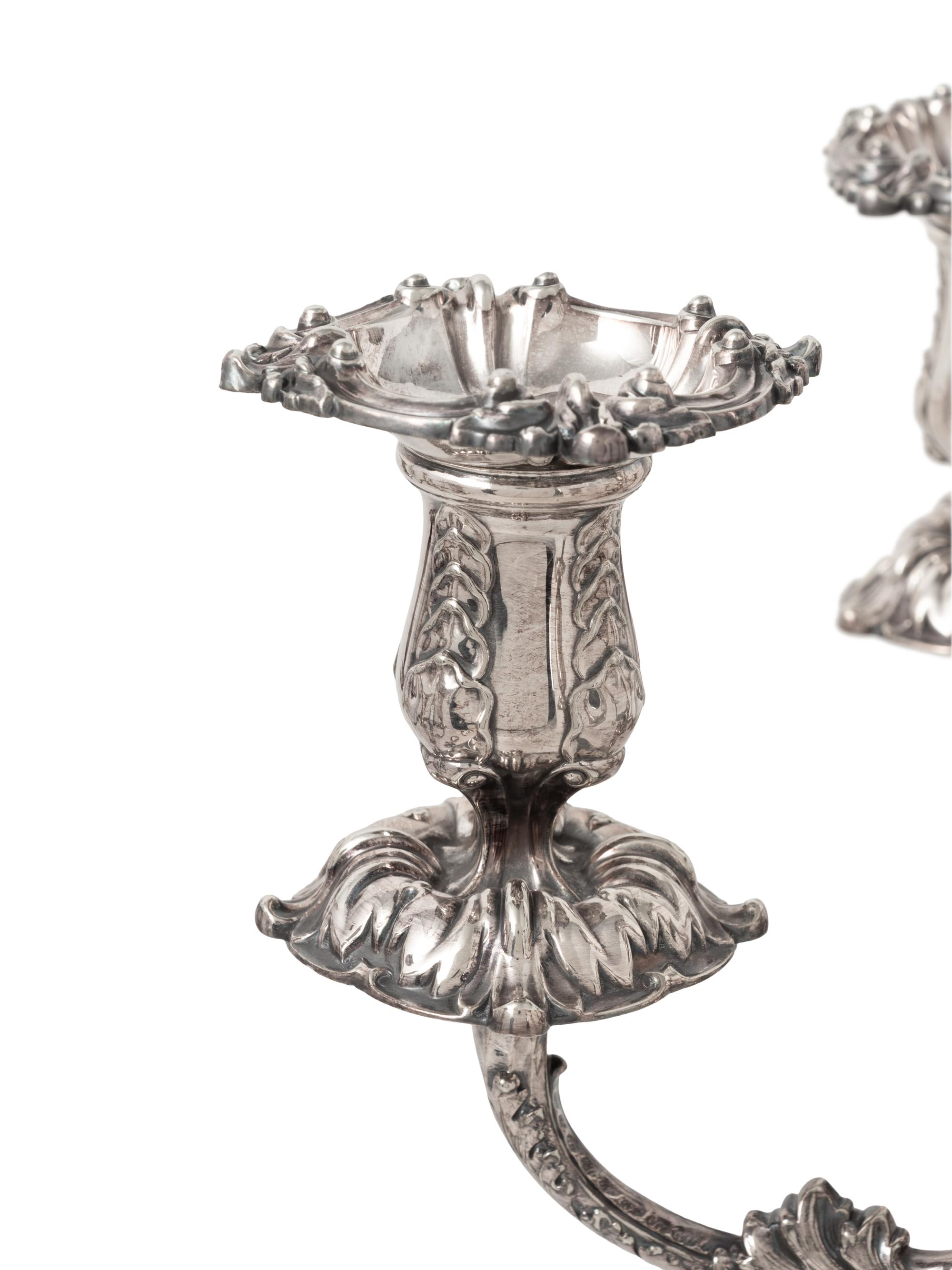 A Pair of Tiffany and Co. Silver-Plate Six-Light Candelabra