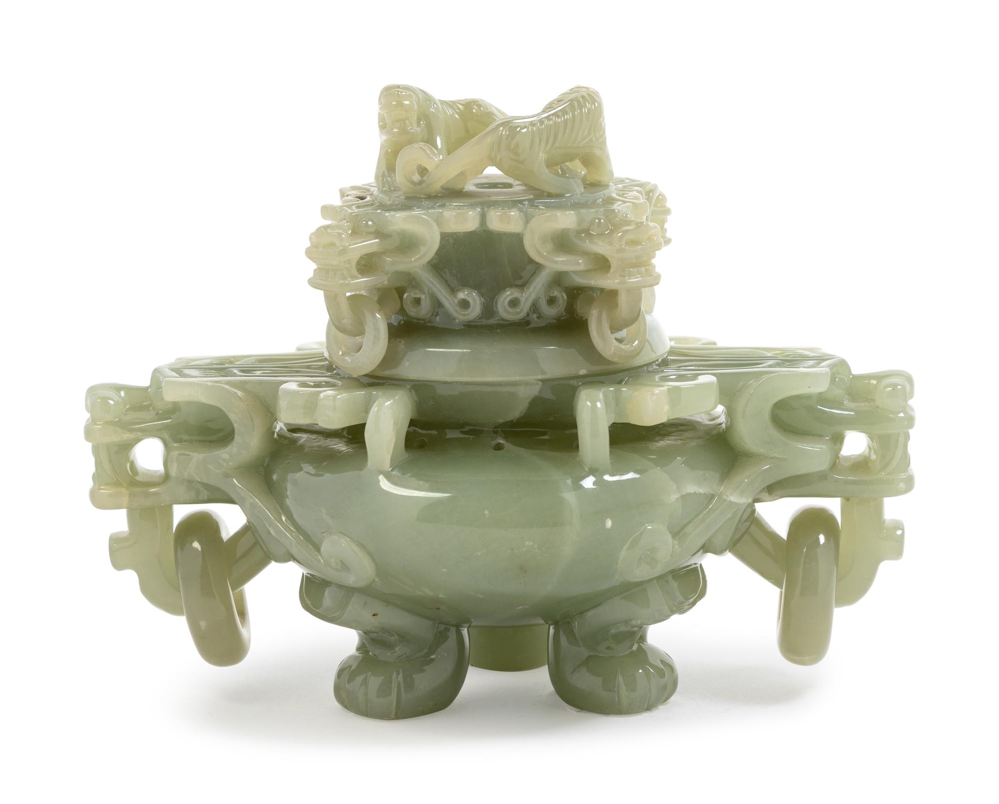 A Chinese Carved Hardstone Censer