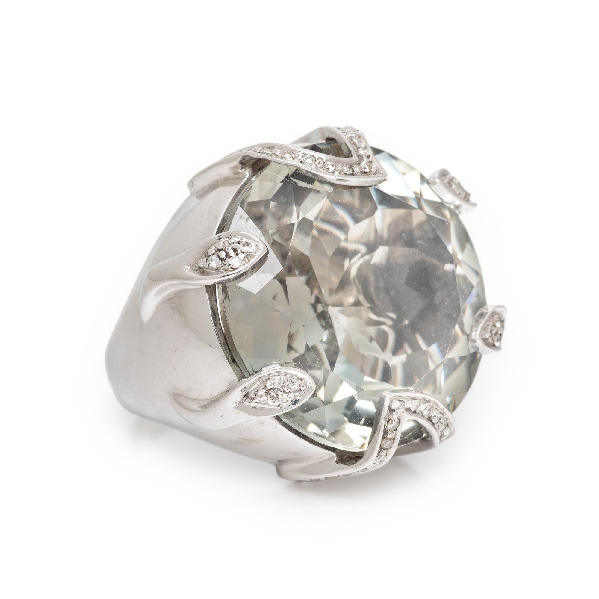 Sazingg, Prasiolite Quartz and Diamond Ring