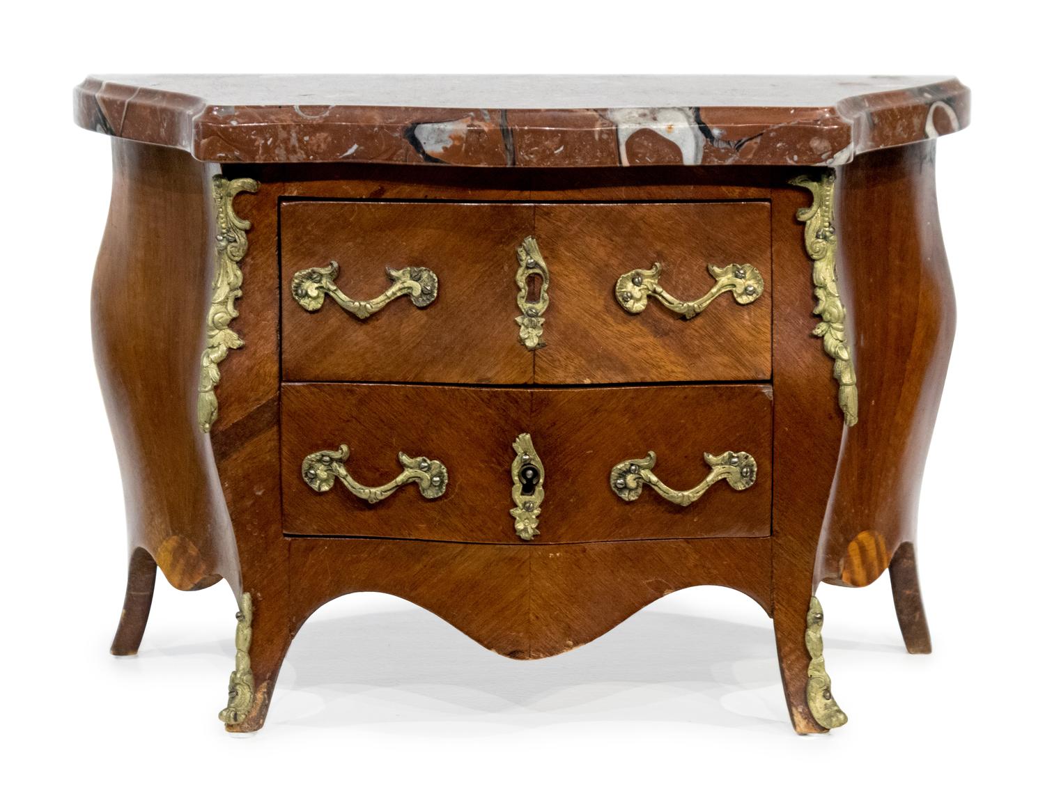 A Louis XV Style Mahogany Miniature Commode