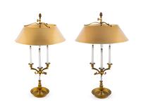 A Pair of Empire Style Gilt Metal Bouillotte Lamps — 20TH CENTURY