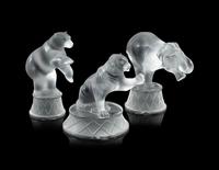 A Group of Three Lalique Circus Animals