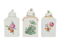 Three German Porcelain Tea Caddies