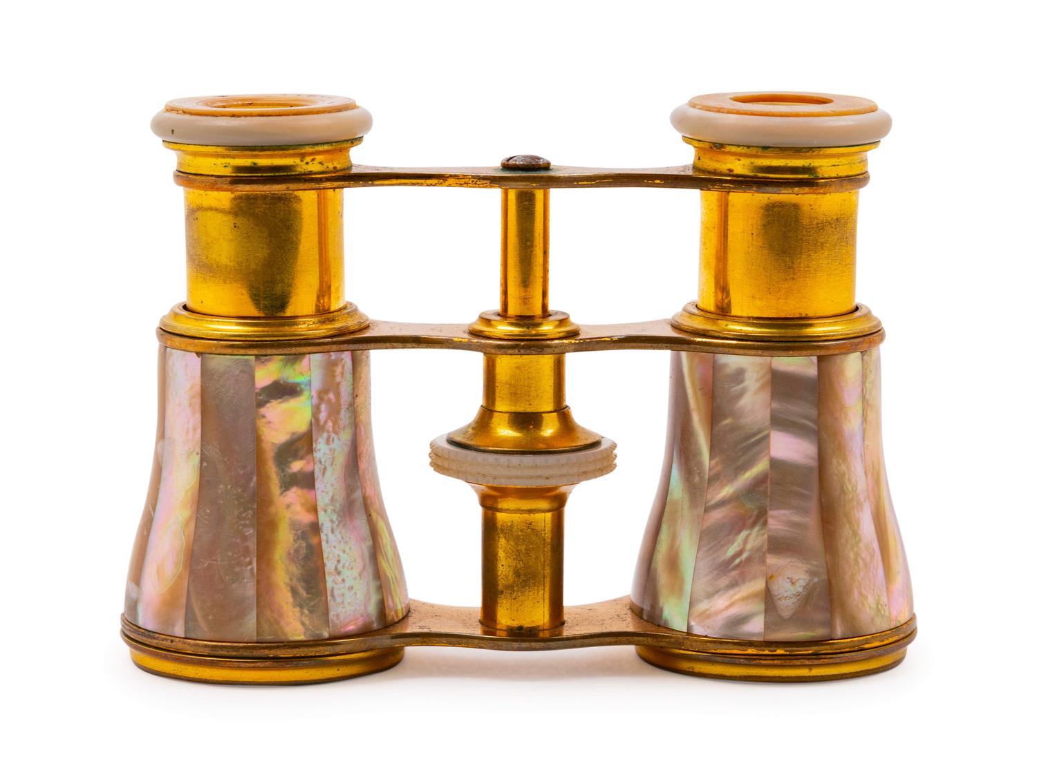 A Pair of French Abalone Veneered Opera Glasses