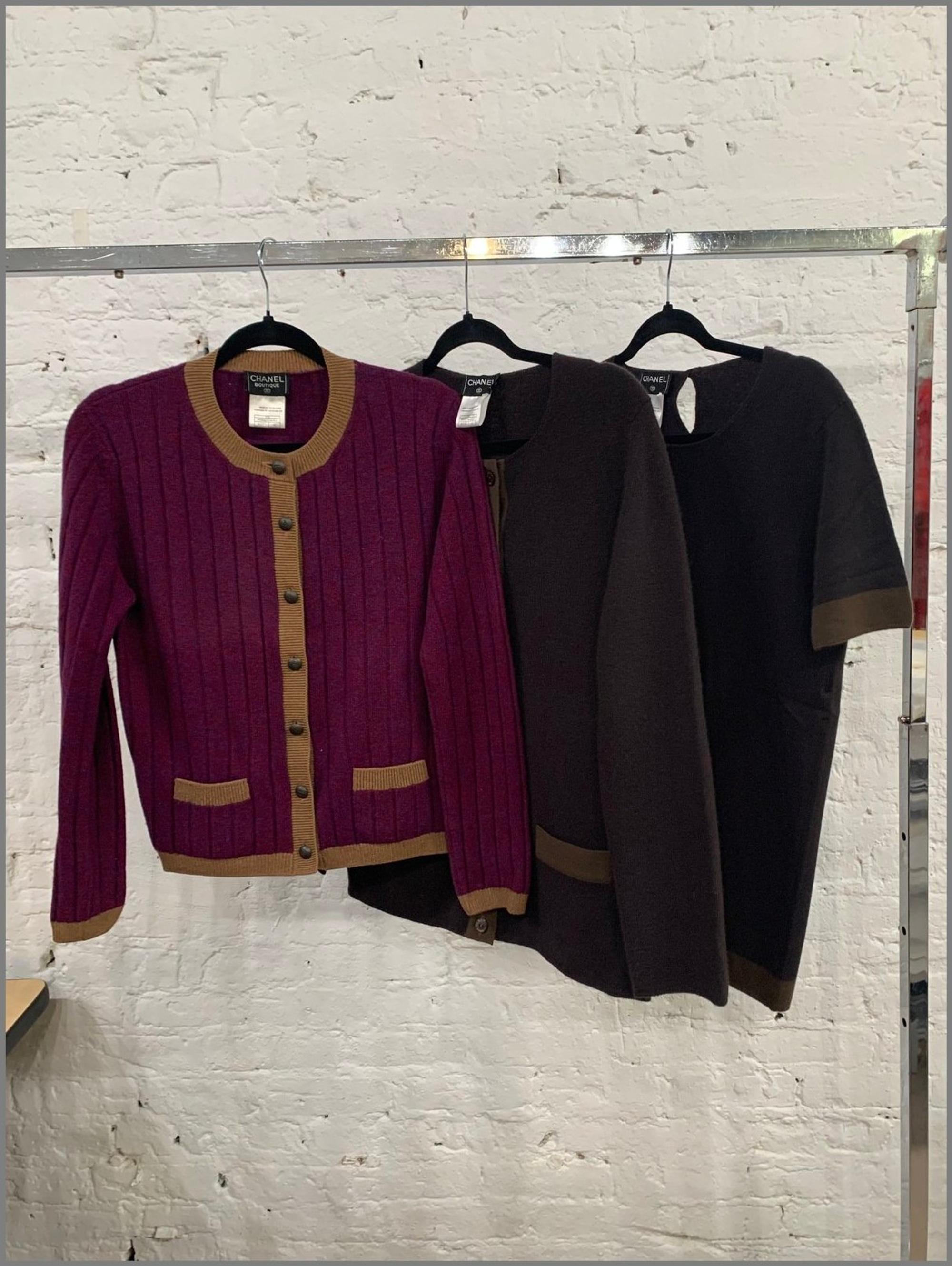 Three Chanel Knit Tops: One Cardigan, One Two-Piece Set, Fall 1997-1998