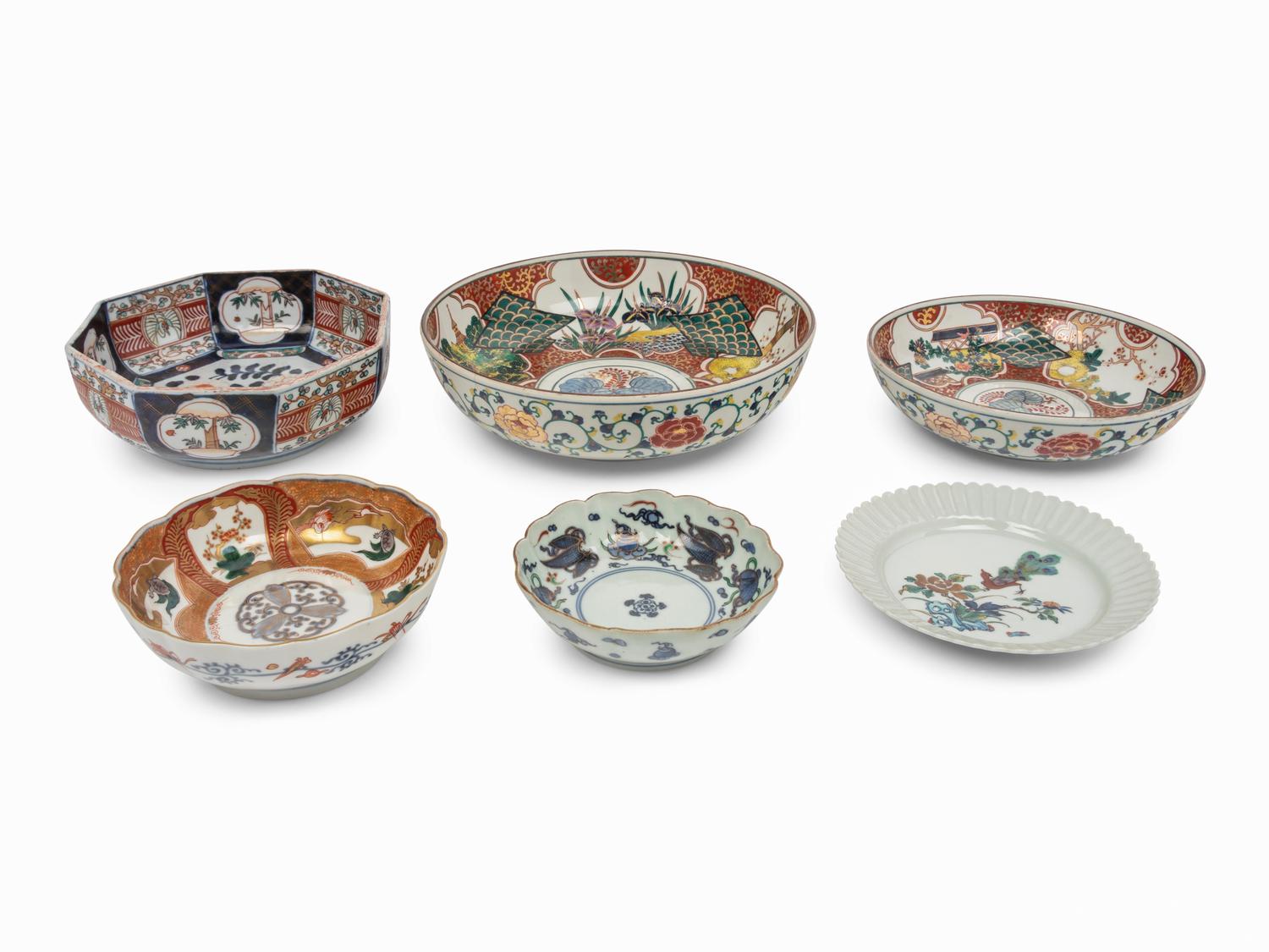 Six Japanese Porcelain Plates and Bowls