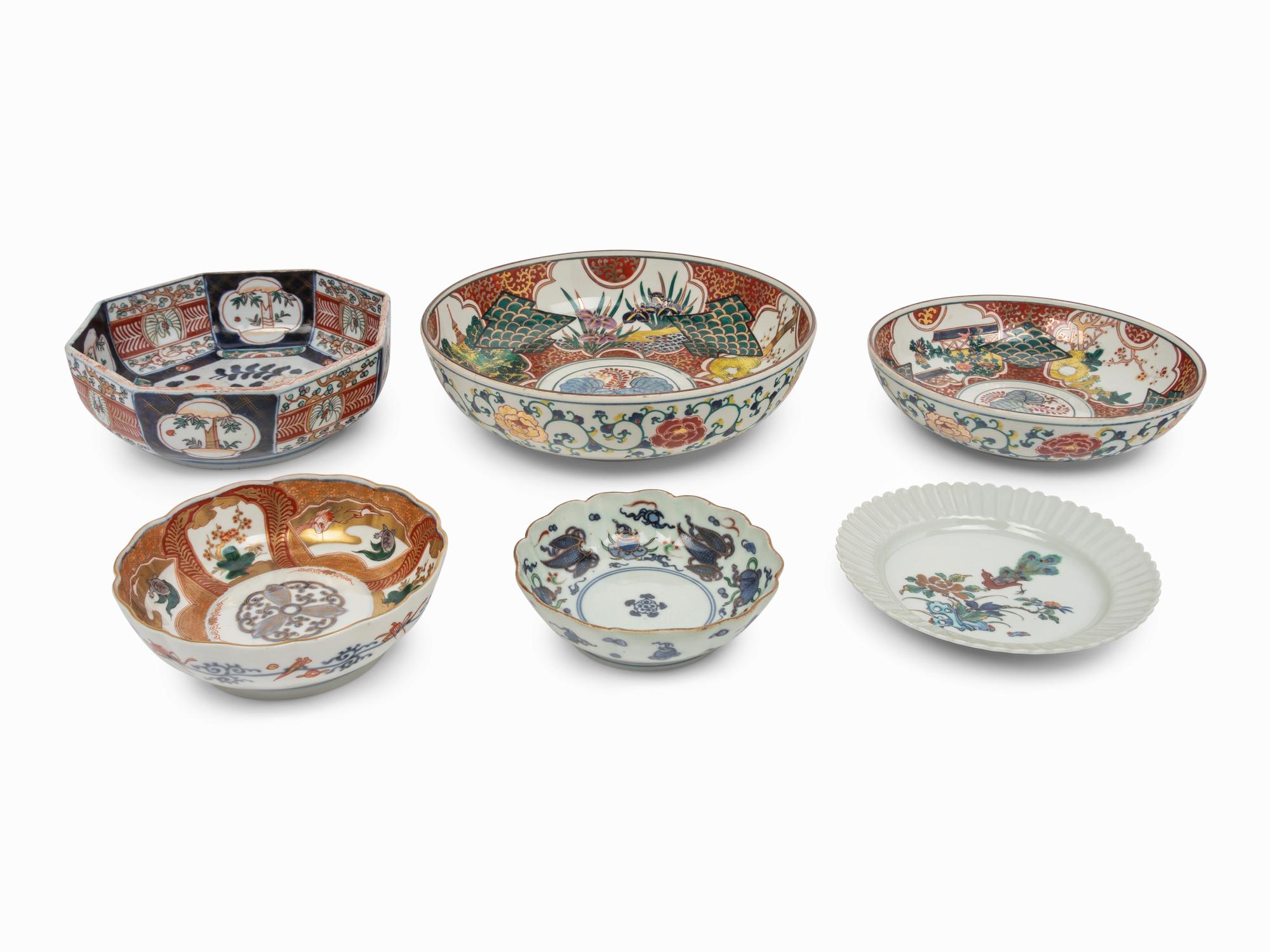 Six Japanese Porcelain Plates and Bowls