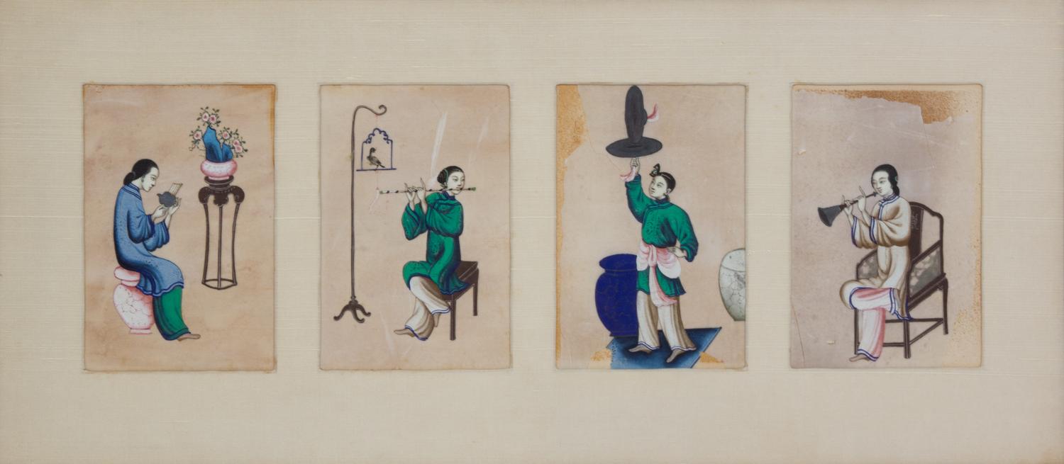Chinese School, (19th Century), A Set of Eleven Works Depicting Females in Leisurely Pursuits