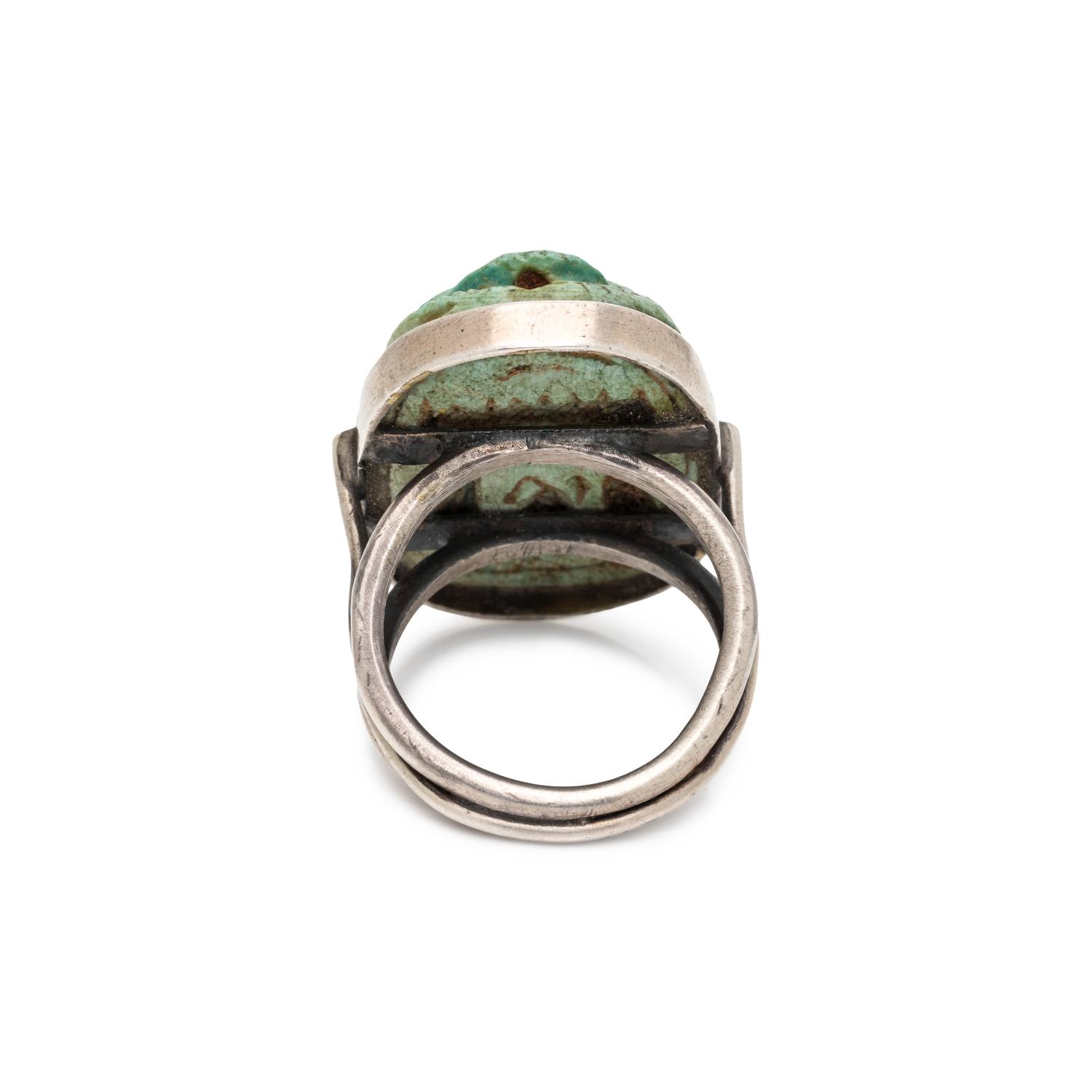 SILVER AND ANCIENT SCARAB RING