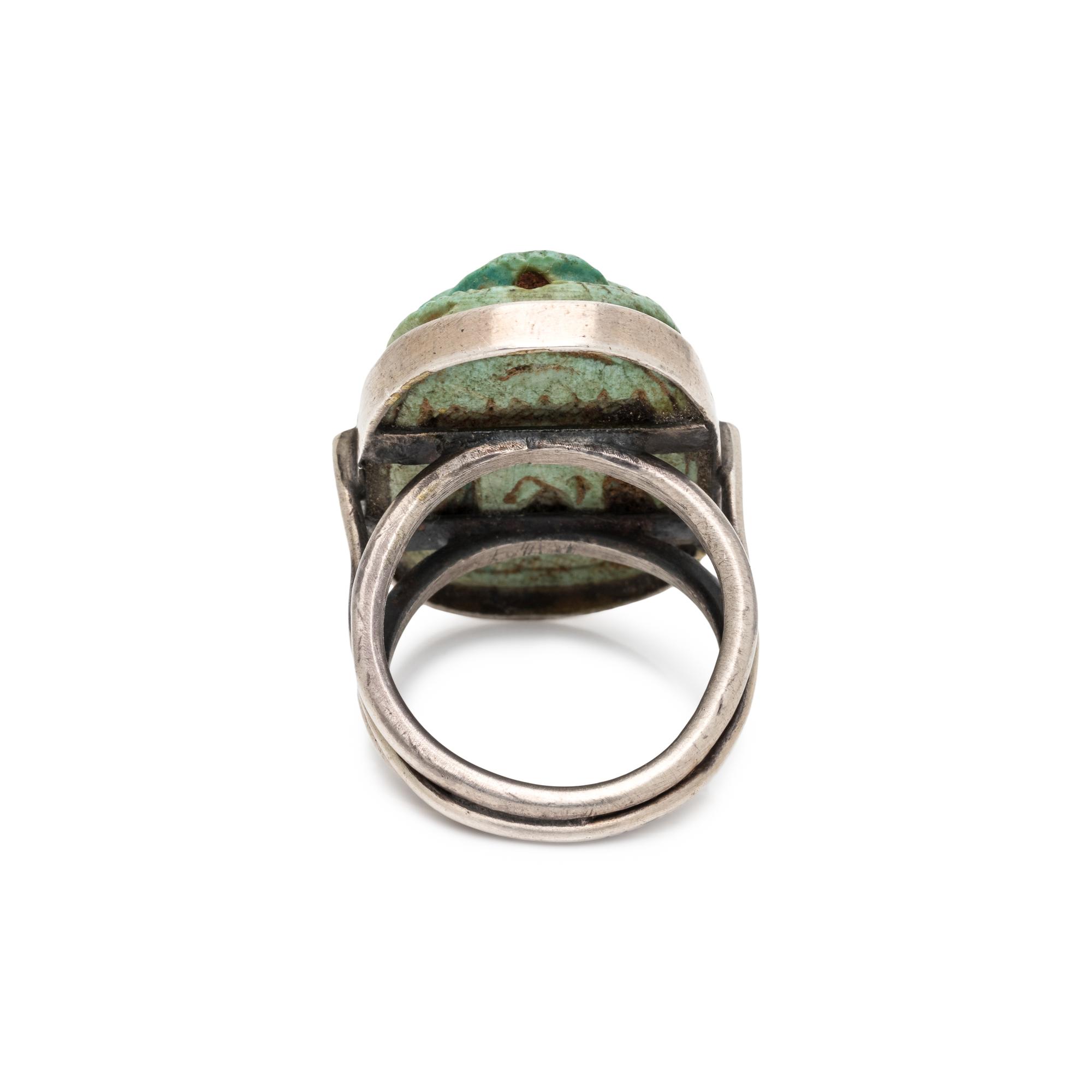 SILVER AND ANCIENT SCARAB RING