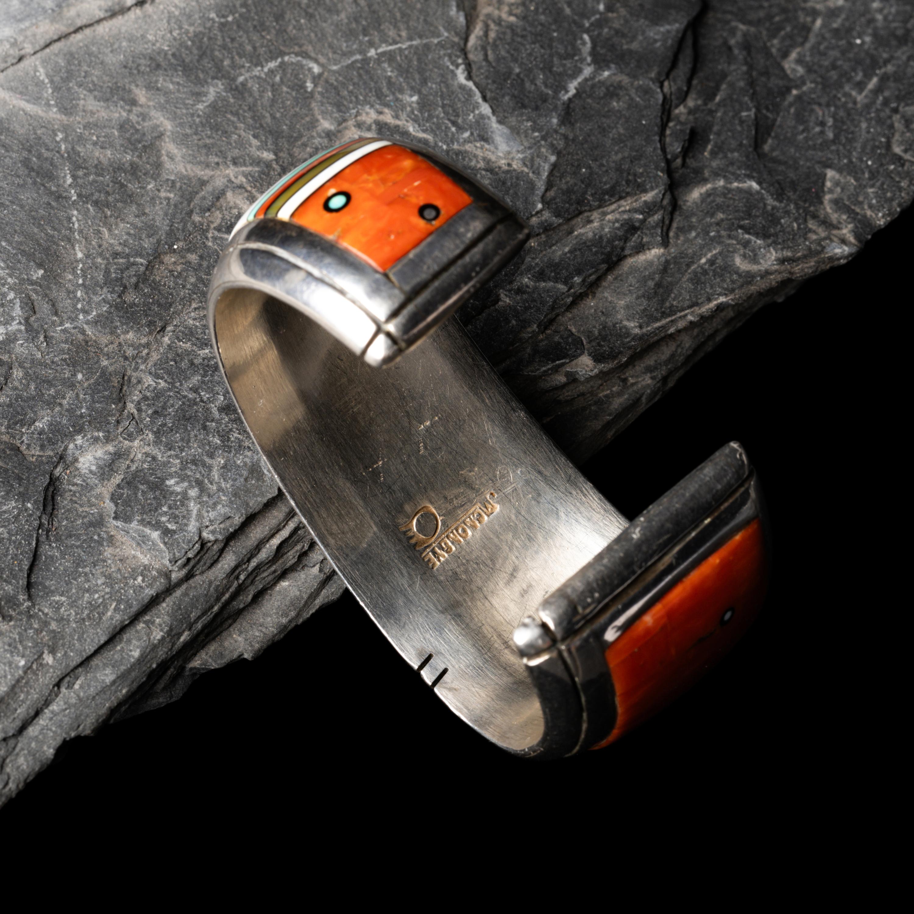 Jesse Monongya (Diné, 1952-2024) — Silver and Mosaic Inlay Cuff Bracelet