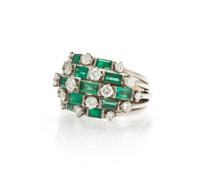 A Vintage Platinum, Emerald and Diamond Ring, Austrian, 11.30 dwts.