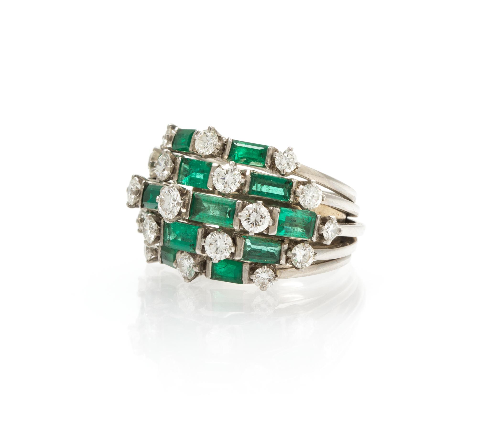 A Vintage Platinum, Emerald and Diamond Ring, Austrian, 11.30 dwts.