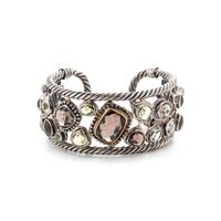 STERLING SILVER, YELLOW GOLD AND GEMSTONE CUFF BRACELET