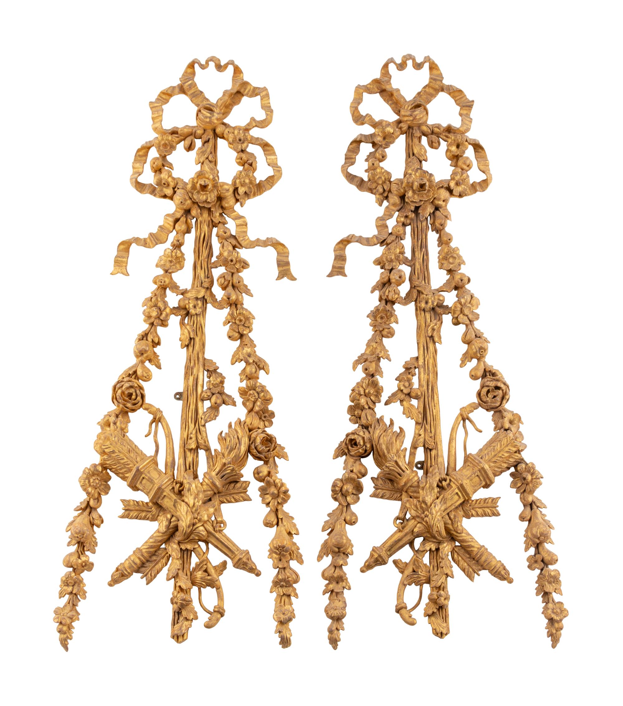 A Pair of French Giltwood Appliques
