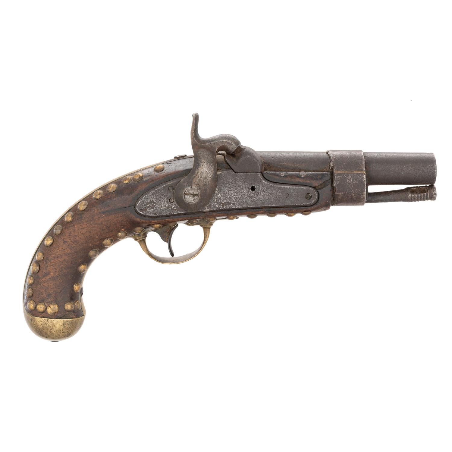 Shortened and Tack Decorated U.S. Model 1842 Percussion Pistol by Aston