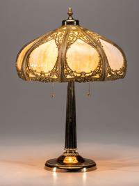 Cattail Slag Glass Lamp American, Early 20th Century slag…