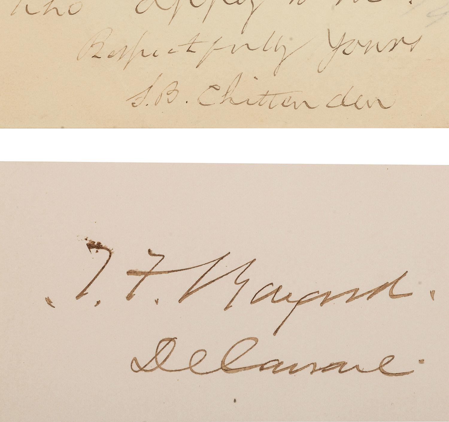 [AUTOGRAPHS]. Signatures of 19th-century American military and political figures.