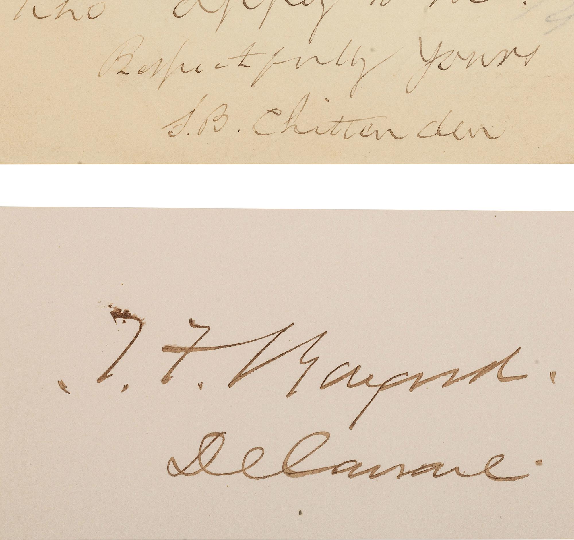 [AUTOGRAPHS]. Signatures of 19th-century American military and political figures.