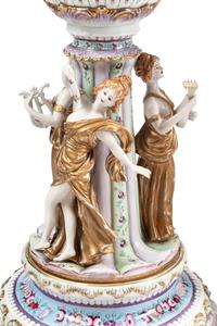 A Pair of German Polychrome Porcelain Centerpiece Baskets