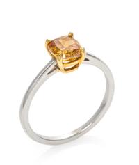 A Platinum, Yellow Gold and Fancy Deep Yellowish Orange Diamond Solitaire Ring, 1.90 dwts.