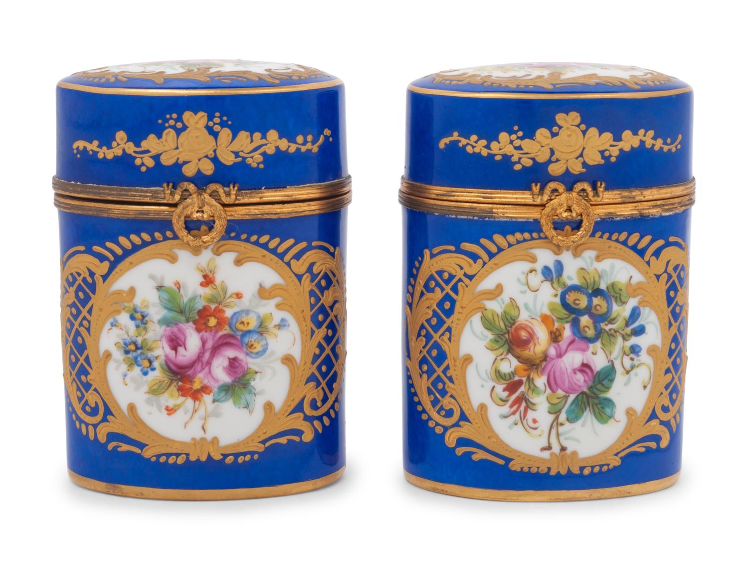 A Pair of Sèvres Style Porcelain Oviform Jars