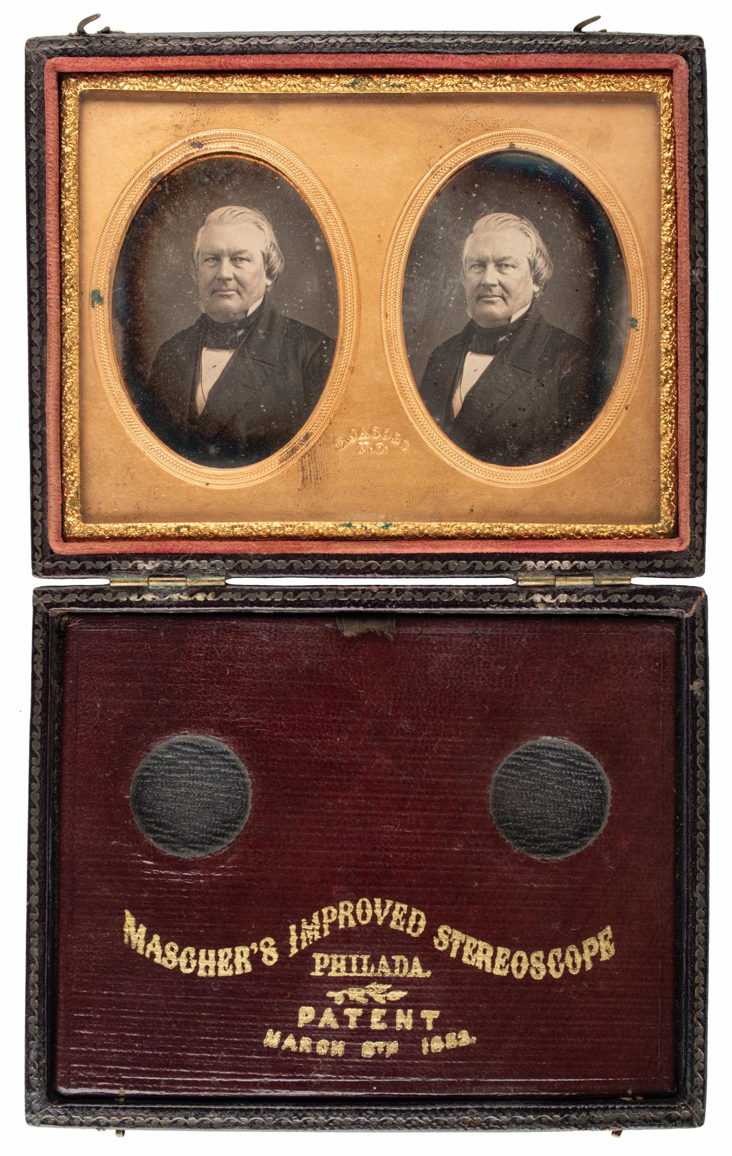 [FILLMORE, Millard (1800-1874)]. JACOBS, E., photographer. Stereodaguerreotype housed in Mascher Case. New Orleans, Louisiana: n.d., ca 1854.