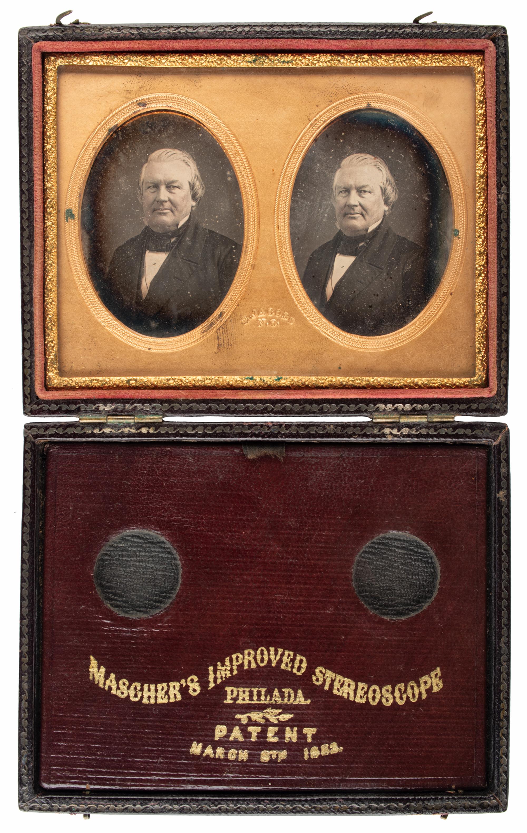 [FILLMORE, Millard (1800-1874)]. JACOBS, E., photographer. Stereodaguerreotype housed in Mascher Case. New Orleans, Louisiana: n.d., ca 1854.